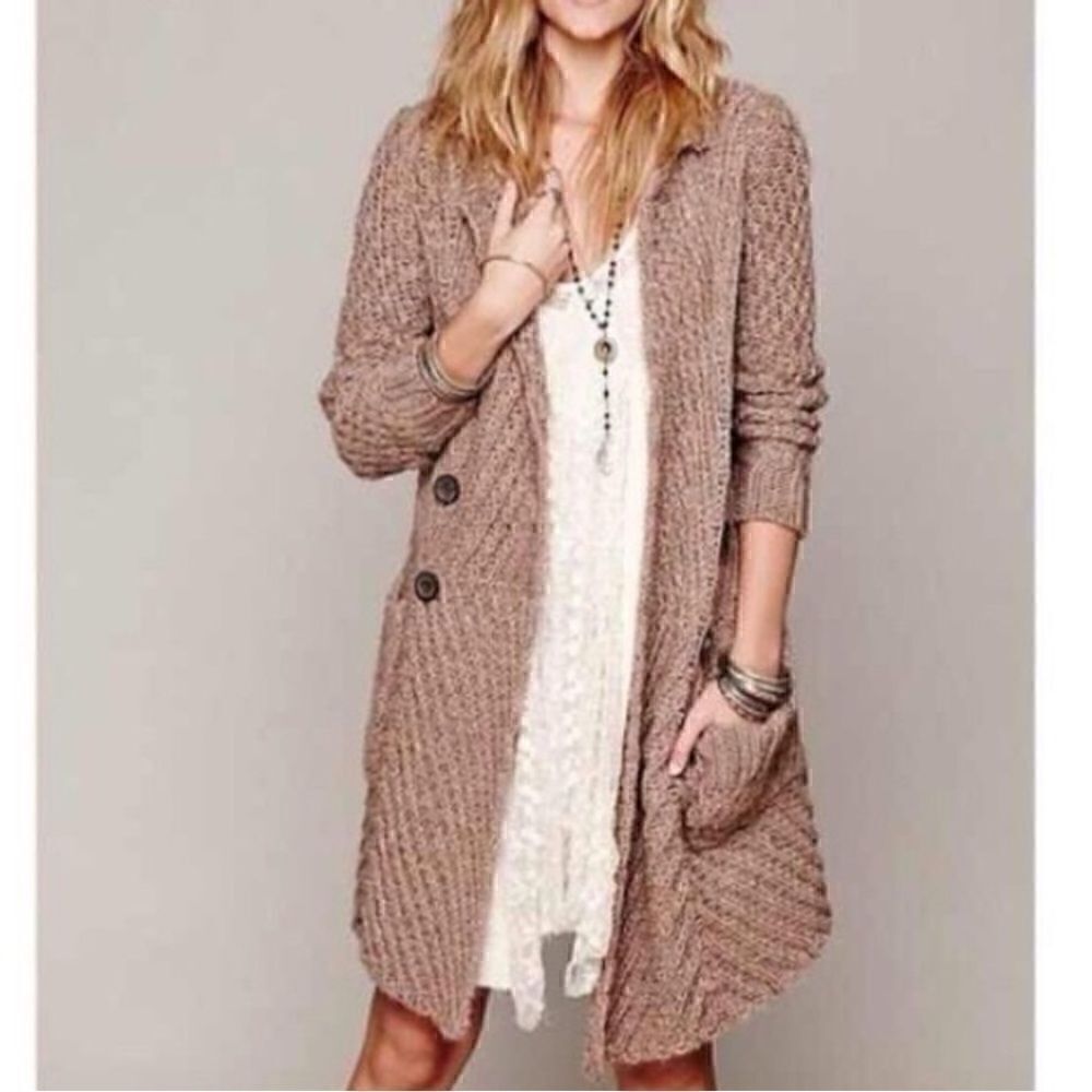 Free People Buttermilk biscuit wool alpaca duster sweater - Picture 4 of 10